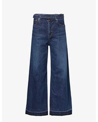 Sacai - Belted Mid-rise Wide-leg Denim Trousers - Lyst