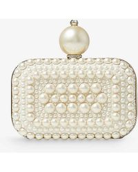 Jimmy Choo - Micro Cloud Pearl And Crystal-embellished Suede Clutch Bag - Lyst