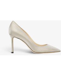 Jimmy Choo - Romy 85 Glitter-embellished Leather Courts - Lyst