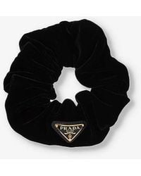 Prada - Logo-plaque Velvet Scrunchie - Lyst