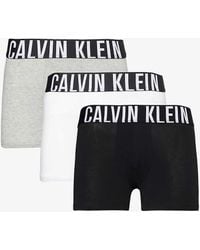 Calvin Klein - Logo-waistband Pack Of Three Recycled Cotton-blend Trunk - Lyst