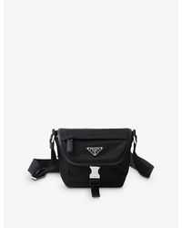 Prada - Re-nylon Brand-plaque Leather And Recycled-nylon Shoulder Bag - Lyst