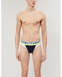 Emporio Armani Megalogo Classic-fit Stretch-cotton Jockstrap - Blue