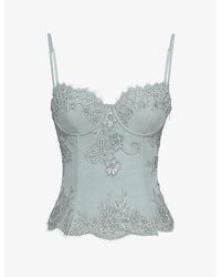 House Of Cb - Soraya Hand-Beaded Embellished Woven Top - Lyst