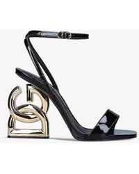 Dolce & Gabbana - Block-logo Leather Heeled Sandals - Lyst