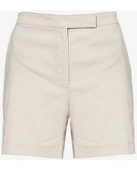 Theory - Woven-texture Mid-rise Linen-blend Shorts - Lyst