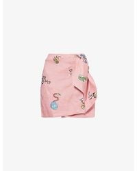 ALÉMAIS - Timmy Graphic-Embroidery Linen Mini Skirt - Lyst