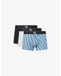 Calvin Klein - Graphic Monogram Pack Of Three Stretch-Cotton Trunks - Lyst