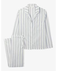The White Company - Stripe-print Regular-fit Cotton And Linen-blend Pyjamas - Lyst
