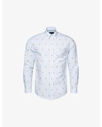 Eton - Pineapple-embroidered Slim-fit Cotton Shirt - Lyst