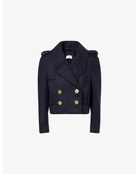 Givenchy - Double-Breasted Cropped Wool Peacoat - Lyst