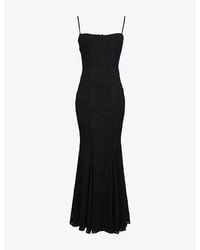 House Of Cb - Joan Square-Neck Lace-Embroidered Woven Maxi Dress - Lyst