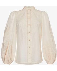Zimmermann - Ottie Floral-embroidered Linen Shirt - Lyst