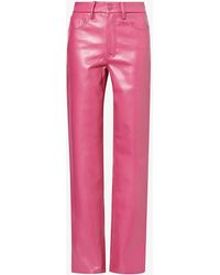 GOOD AMERICAN - Good Icon Straight-leg Mid-rise Faux-leather Trousers - Lyst