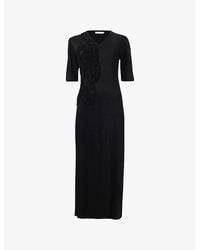 eem - Ruffle Applique Woven Midi Dress - Lyst