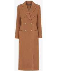 Whistles - Point-collar Double-breasted Textured-wool Coat - Lyst