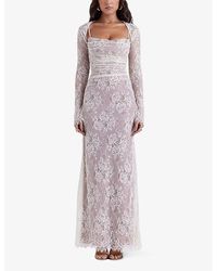 white christmas dresses Celina White Lace Corset Maxi Dress, L / White main image 0