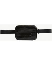 Sandro Detachable Croc-embossed Leather Belt Bag - Black