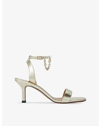 Maje - Chain-embellished Leather Heeled Sandals - Lyst