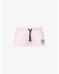 Juicy Couture - Brand-Print Stripe-Trim Cotton-Fleece Track Shorts - Lyst