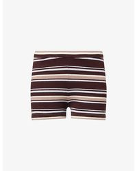 Lounge Underwear - Stripe-Pattern Ribbed Stretch-Knit Shorts - Lyst