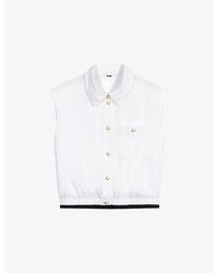 Maje - Cropped Sleeveless Cotton Shirt - Lyst