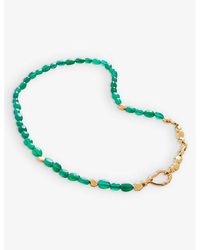 Monica Vinader - Beaded-chain 18ct Yellow -plated Vermeil Recycled Sterling-silver And Green Onyx Necklace - Lyst