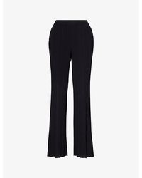 Stella McCartney - Ruffle-trim Elasticated-waist Straight-leg Mid-rise Knitted Trousers - Lyst