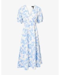 ME+EM - Cheesecloth Tulip-Print Cotton-Poplin Midi Dress - Lyst