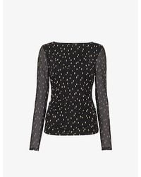 Whistles - Spot Long-Sleeve Stretch-Mesh Top - Lyst