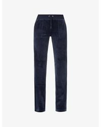 Juicy Couture - Logo-Embroidered Straight-Leg High-Rise Velour Trousers - Lyst