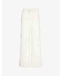 FRAME - Drawstring-waist Wide-leg High-rise Cotton-blend Trousers - Lyst