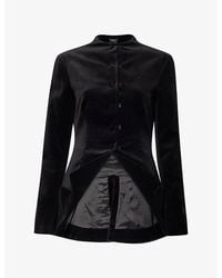 A.W.A.K.E. MODE - Round-Neck Collar Hem Velvet Jacket - Lyst
