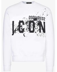 DSquared² - Icon Logo-print Long-sleeve Cotton-jersey Sweatshirt Xx - Lyst