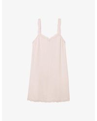 The White Company - Lace-trim V-neck Stretch-woven Night Dress - Lyst