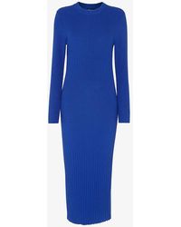 Whistles - Round-neck Ribbed Knitted Midi Dress - Lyst