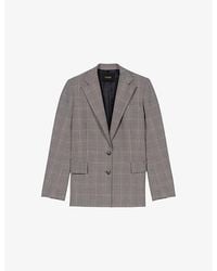 Maje - Checked Single-Breasted Stretch Wool-Blend Blazer - Lyst