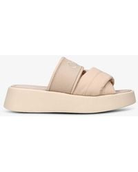 Chloé - Mila Logo-embellished Woven And Leather Wedge Sandals - Lyst