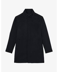 Reiss - Fuel Funnel-Neck Wool-Blend Coat - Lyst