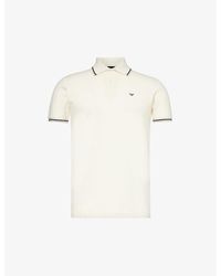 Emporio Armani - Brand-patch Split-hem Stretch-cotton Polo Shirt - Lyst