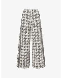 ME+EM - Houndstooth-Texture Wide-Leg Stretch-Knit Trousers - Lyst