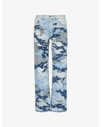 Amiri - Branded Camouflage-panel Straight-leg Jeans - Lyst