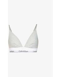 Calvin Klein - Modern Triangle Stretch Cotton-blend Bra - Lyst