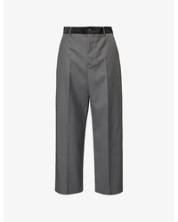 Marni - Contrast-Waistband Straight-Leg Virgin-Wool Trousers - Lyst