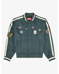 DIESEL - Embroidered-Patches Satin Bomber Jacket - Lyst