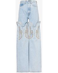 Y. Project - Evergreen Cowboy Embroidered Mid-rise Wide-leg Organic-denim Jeans - Lyst