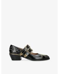 Chloé - Susan Studded Leather Heeled Mary Jane Pumps - Lyst