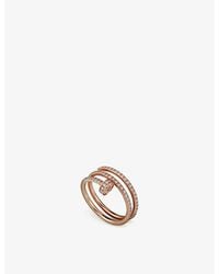 Cartier - Juste Un Clou 18ct Rose-gold And Diamond-paved Double Ring - Lyst