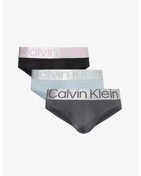 Calvin Klein - Logo-waistband Pack Of Three Stretch-jersey Briefs - Lyst