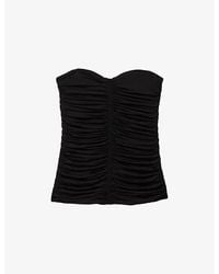 Reiss - Marina Ruched-front Strapless Stretch-woven Top - Lyst